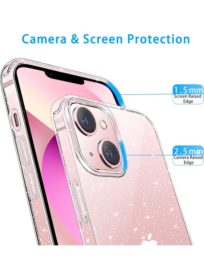 Compatible with iPhone 13 Case, Clear Glitter Soft TPU Shockproof Protective Bumper Cover, Sparkle Bling Sparkly Cute Slim Women Girls Phone Case for iPhone 13, 6.1inch - Image 3