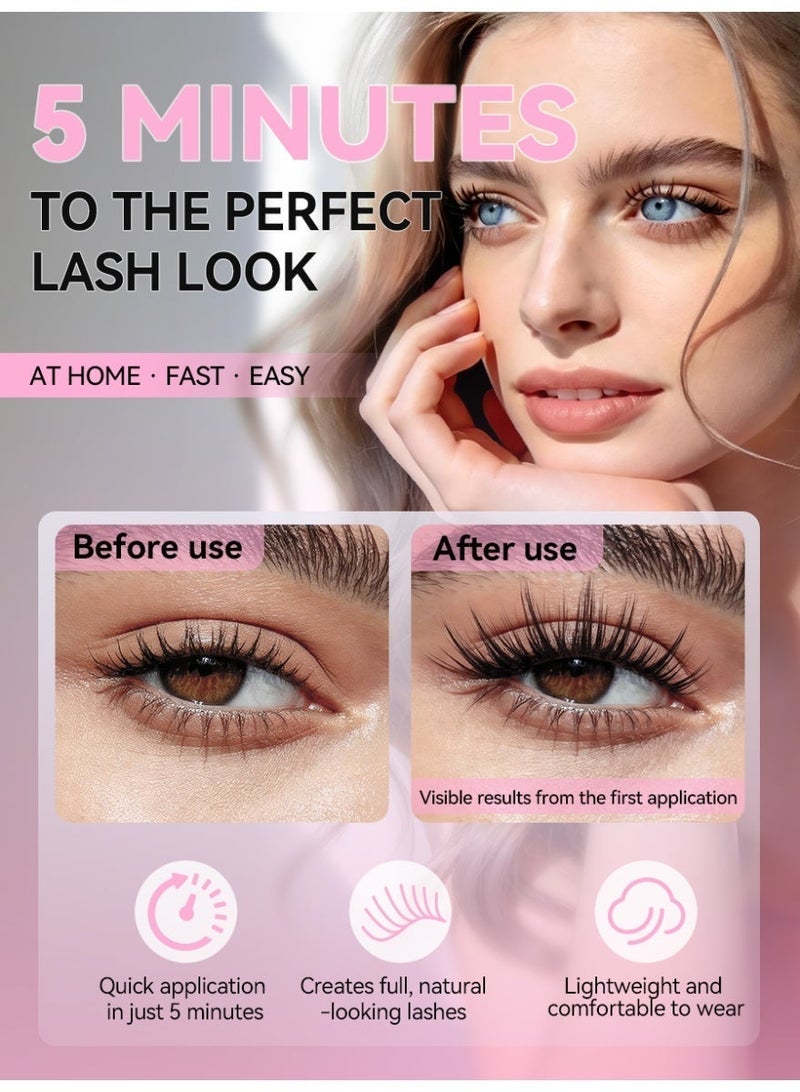 D'AMMA'N 240PCS 50D Cluster False Eyelashes, DIY Individual Lash Extension Kit, D Curl, Mixed Lengths 8-16mm, Ultra Mega Volume Dramatic Wispy Lash Look, Bond & Seal Glue, Tweezers & Applicator, Soft Lightweight False Eyelashes, Beginner Friendly, Easy to Apply at Home - Image 2