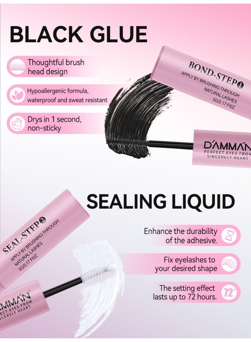 D'AMMA'N 240PCS 50D Cluster False Eyelashes, DIY Individual Lash Extension Kit, D Curl, Mixed Lengths 8-16mm, Ultra Mega Volume Dramatic Wispy Lash Look, Bond & Seal Glue, Tweezers & Applicator, Soft Lightweight False Eyelashes, Beginner Friendly, Easy to Apply at Home - Image 4