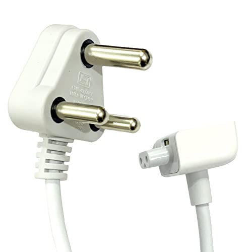 CABLESETC 3 pin 16A Indian Plug Replacement Power Adapter Extension Wall Cord Compatible for Mac MB Air Pro Laptop (White) 1.8m 6 feet (Indian Plug) - Image 1