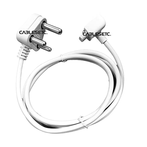 CABLESETC 3 pin 16A Indian Plug Replacement Power Adapter Extension Wall Cord Compatible for Mac MB Air Pro Laptop (White) 1.8m 6 feet (Indian Plug) - Image 2
