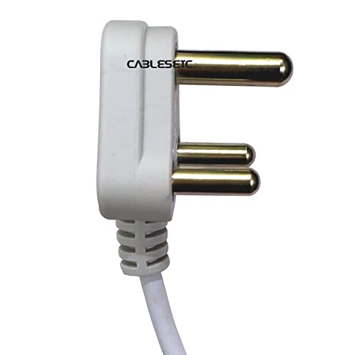 CABLESETC 3 pin 16A Indian Plug Replacement Power Adapter Extension Wall Cord Compatible for Mac MB Air Pro Laptop (White) 1.8m 6 feet (Indian Plug) - Image 4