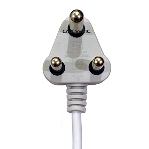 CABLESETC 3 pin 16A Indian Plug Replacement Power Adapter Extension Wall Cord Compatible for Mac MB Air Pro Laptop (White) 1.8m 6 feet (Indian Plug) - Image 5