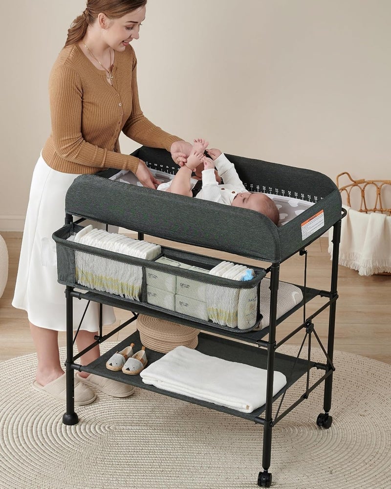 Beka BEKA Diaper Changing Station Portable Changing Table for Baby Waterproof Folding Portable Changing Station Adjustable Height wOrganizer Mobile Nursery Diaper Changing Table for Baby Newborn