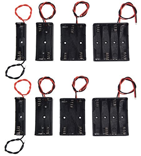 LAMPVPATH (Pack of 8) AAA Battery Holder Bundle 2Pcs Single AAA Battery Holder, 2Pcs 2X 1.5V 2 AAA Battery Holder, 2Pcs 3 AAA Battery Holder with Wires, 2Pcs 4X 1.5V 4 AAA Battery Holder with Leads - Image 1