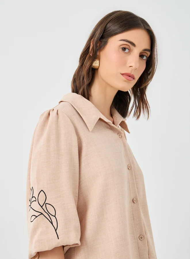 Styli Styli Floral Embroidered Boxy Shirt and Pants Co-Ords