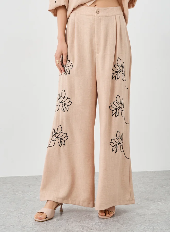 Styli Styli Floral Embroidered Boxy Shirt and Pants Co-Ords