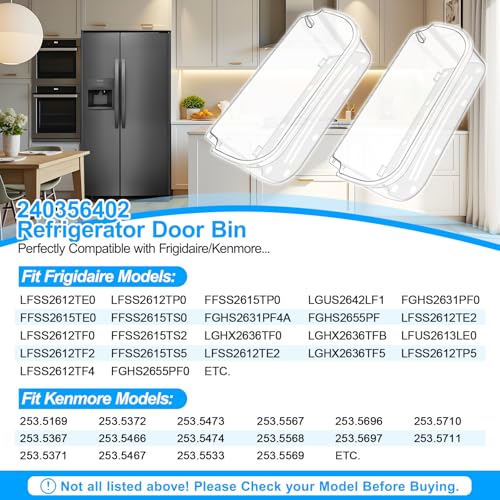 Alvar [2 PACK] UPGRADED 240356402 Refrigerator Door Bin Compatible with Frigidaire Door Shelf Replacement Refrigerator Door Shelves FFSS2615TS0 LFSS2612TF0 FGHS2631PF4A LFSS2612TE0 FFSS2615TS5 Door Bin - Image 4