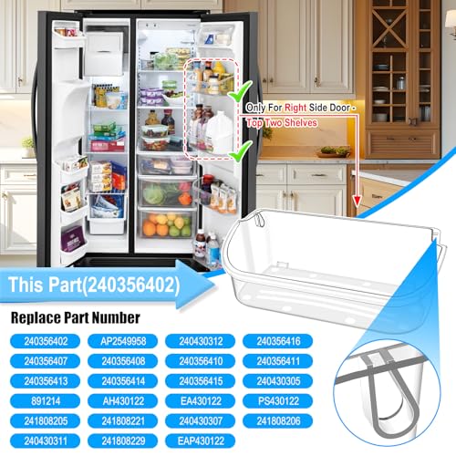 Alvar [2 PACK] UPGRADED 240356402 Refrigerator Door Bin Compatible with Frigidaire Door Shelf Replacement Refrigerator Door Shelves FFSS2615TS0 LFSS2612TF0 FGHS2631PF4A LFSS2612TE0 FFSS2615TS5 Door Bin - Image 3