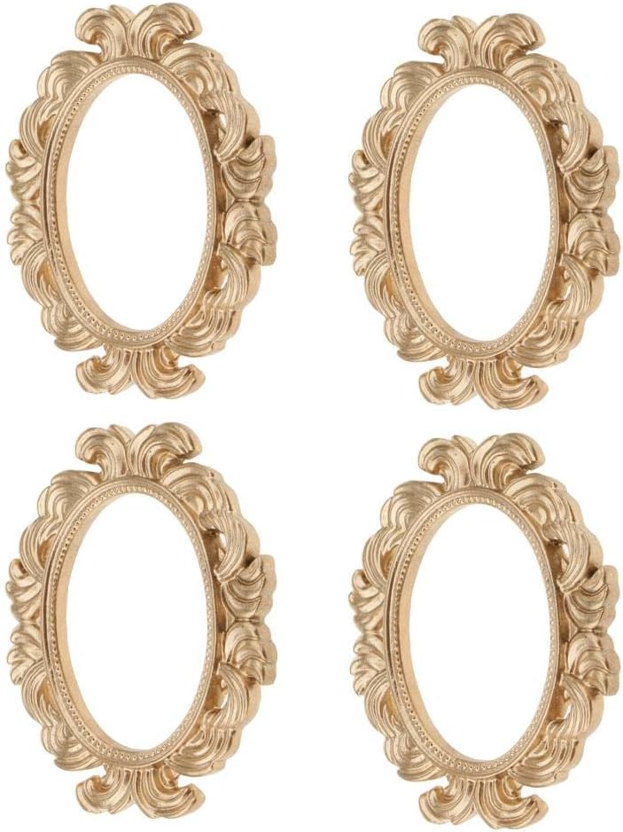 Vintage Baroque Style Photo Frame, Gold Oval Resin Wall Frame for Wedding Decor, 4pcs Set Home Decoration and Birthday Gifts, 9.6 x 7.8 x 0.8 cm, UQCAK0KZ0173JXK34 - Image 1