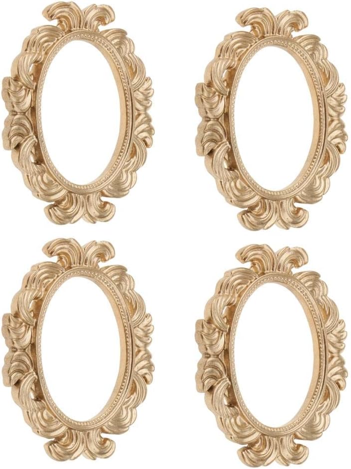 Vintage Baroque Style Photo Frame, Gold Oval Resin Wall Frame for Wedding Decor, 4pcs Set Home Decoration and Birthday Gifts, 9.6 x 7.8 x 0.8 cm, UQCAK0KZ0173JXK34 - Image 3