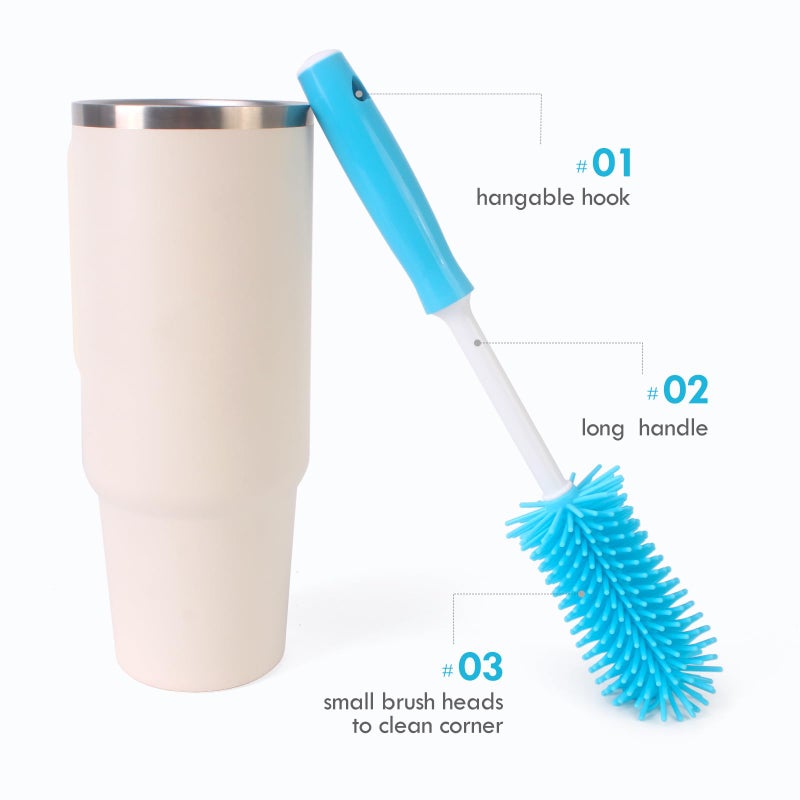 Engorgio 3 Pack Cleaner Brush Kit for Stanley, Bottle Cleaner Brush Set with Straw Brush Cleaner and Cup Lid Cleaning Brush for Stanley Cup, Tumbler Cups, Drinking Glass (Blue) - Image 4