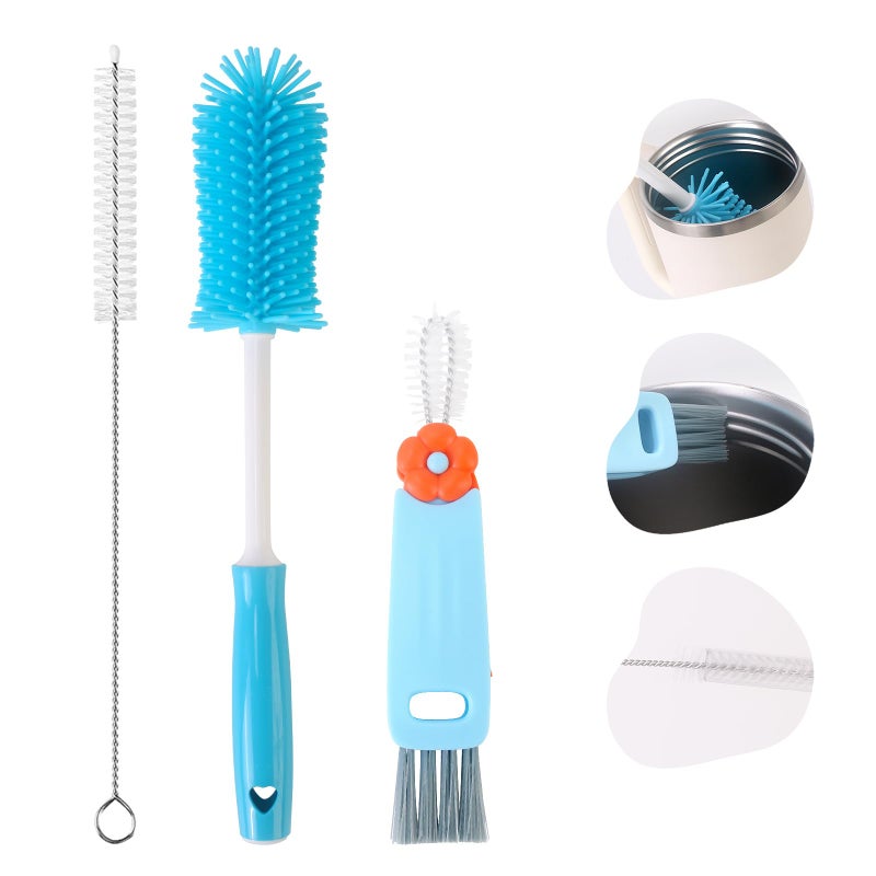 Engorgio 3 Pack Cleaner Brush Kit for Stanley, Bottle Cleaner Brush Set with Straw Brush Cleaner and Cup Lid Cleaning Brush for Stanley Cup, Tumbler Cups, Drinking Glass (Blue) - Image 1
