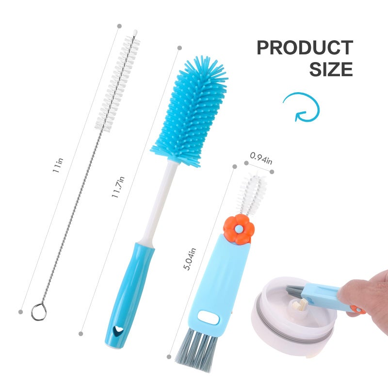 Engorgio 3 Pack Cleaner Brush Kit for Stanley, Bottle Cleaner Brush Set with Straw Brush Cleaner and Cup Lid Cleaning Brush for Stanley Cup, Tumbler Cups, Drinking Glass (Blue) - Image 2