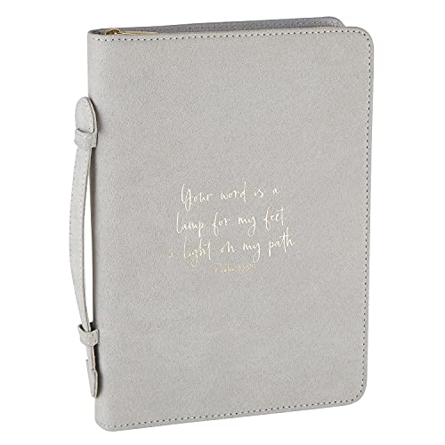 Autom Creative Brands Faithworks - Suede Bible Cover with Carry Handle and Zipper Closure Simply Faith Collection, 6 x 9-Inch, Grey - Psalm 119:105 - Image 2