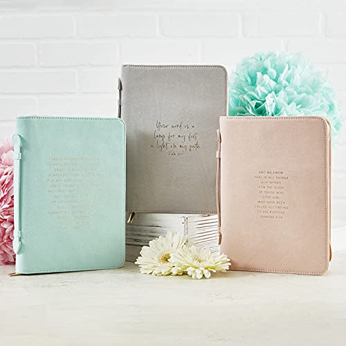 Autom Creative Brands Faithworks - Suede Bible Cover with Carry Handle and Zipper Closure Simply Faith Collection, 6 x 9-Inch, Grey - Psalm 119:105 - Image 5
