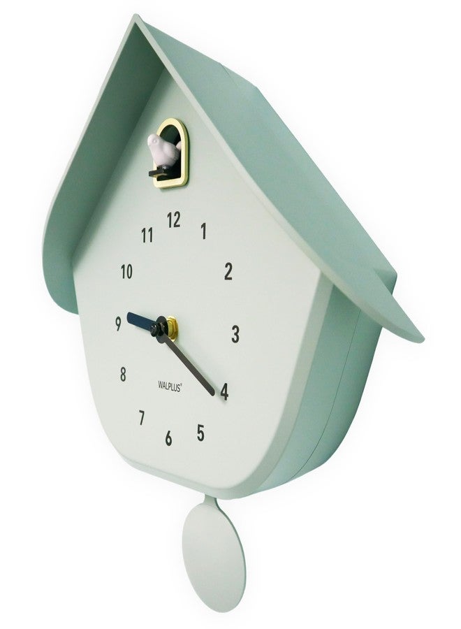 WALPLUS Modern Cuckoo Clocks for Wall Hourly Chiming Coo Coo Clock Volume Adjustable Cookoo Clock Removable Pendulum Christmas Cuckoo Gift Minty Green Pastel Interior Decoration - Image 1