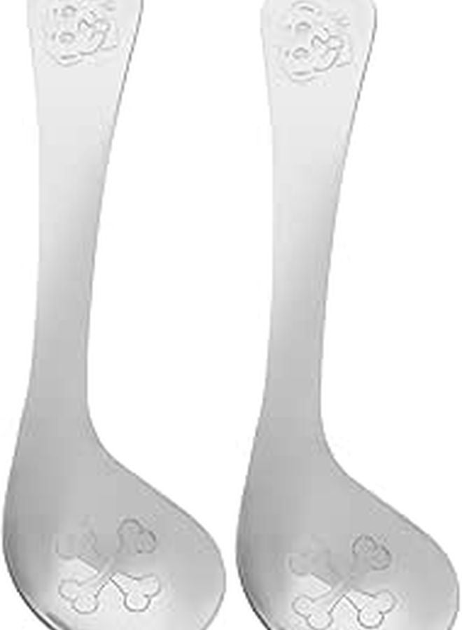 2Pcs Stainless Steel Kids Training Utensils Curved Tip Cutlery Set Dishwasher Safe - Image 1