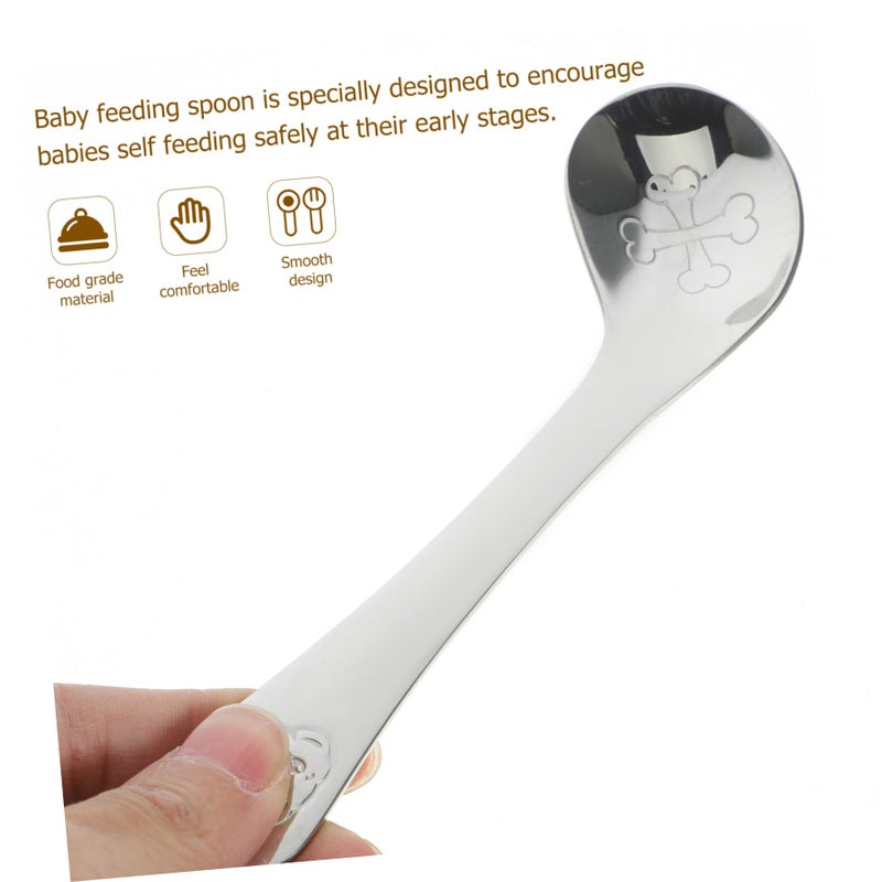 2Pcs Stainless Steel Kids Training Utensils Curved Tip Cutlery Set Dishwasher Safe - Image 4