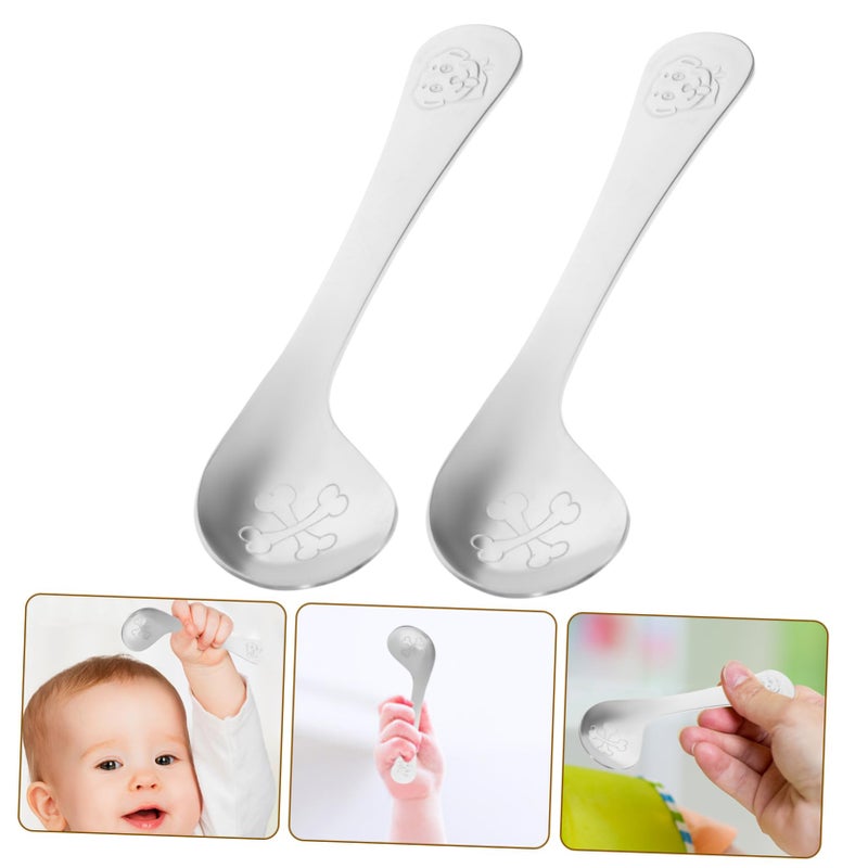2Pcs Stainless Steel Kids Training Utensils Curved Tip Cutlery Set Dishwasher Safe - Image 5