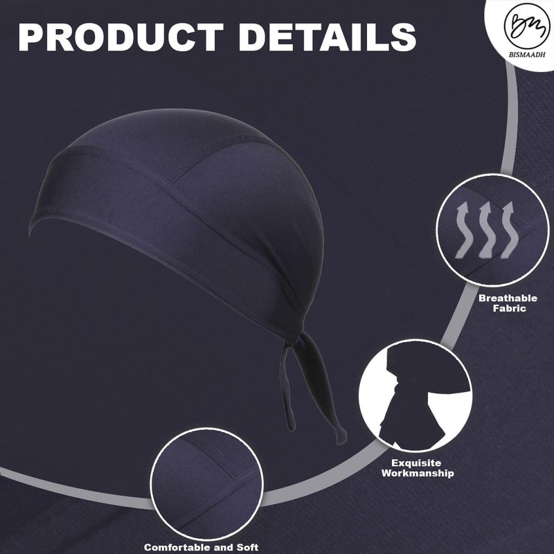 BISMAADH Stretch Lycra 4way Patka/Skull Cap Bandana - Cycling, Riding, Fashionable Helmet Liner Head Cap for Men & Women - Image 3