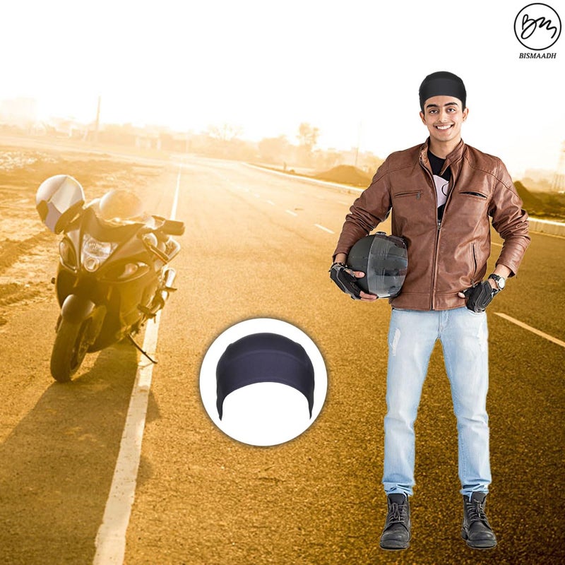 BISMAADH Stretch Lycra 4way Patka/Skull Cap Bandana - Cycling, Riding, Fashionable Helmet Liner Head Cap for Men & Women - Image 4
