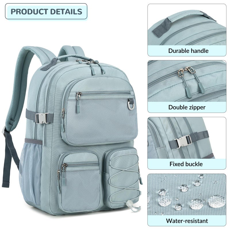Lohol Water Resistant Backpack with Mulitiple Pockets for School Travel Outdoor College, 15.6 inch Laptop Daypack for Men and Women (Blue) - Image 4