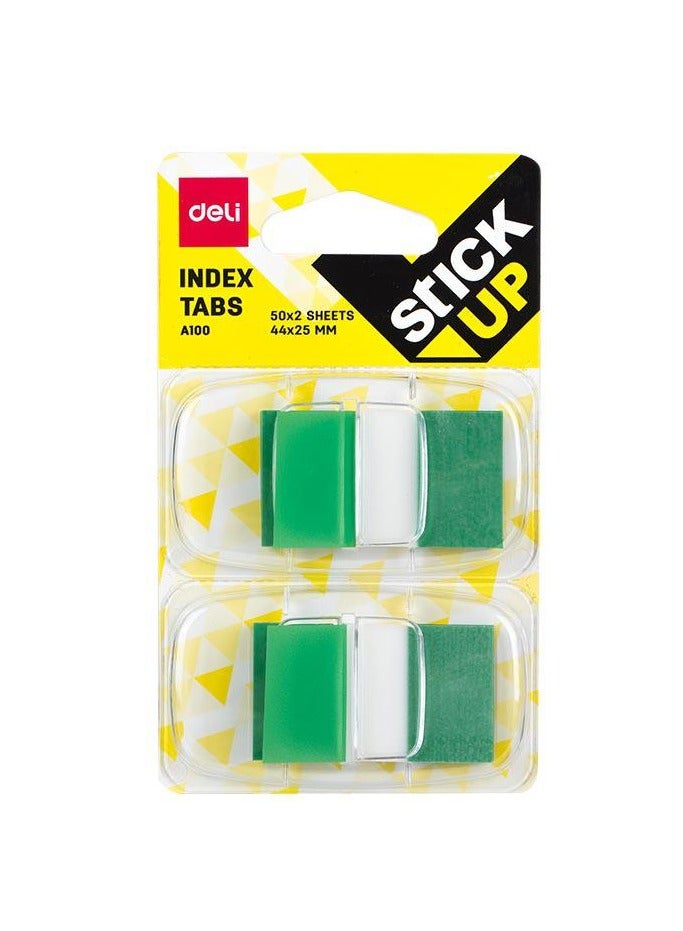 Deli 100-Piece Index Tabs 44x25mm Green - Image 1