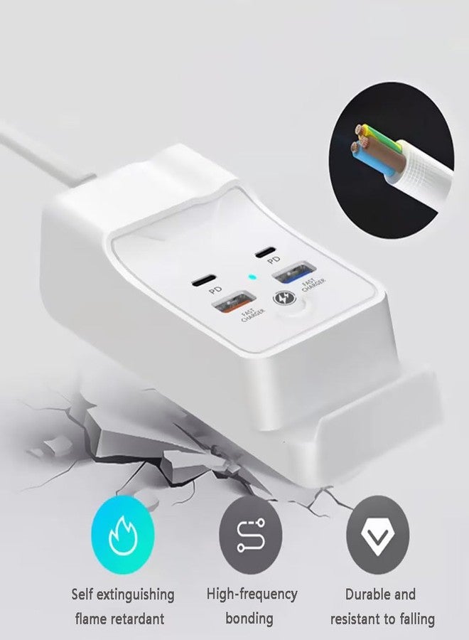 Juejuezi حامل شحن JUEJUEZI لأجهزة iPhone 15 Pro، موزع USB رباعي المنافذ بطول 1.5 متر مع حامل للهاتف، مزود بمنفذي USB ومنفذي USB-C، متوافق مع أجهزة iPhone 15 Pro و14 و13 و12 و11 وiPad وGalaxy أو أجهزة USB-C - Image 5