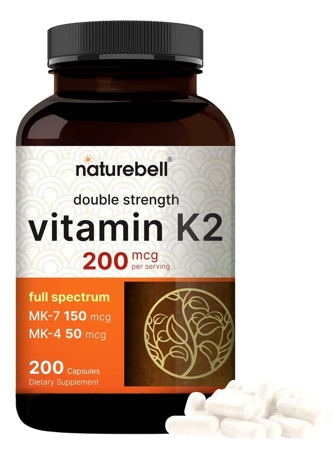 Full Spectrum Vitamin K2 Supplement With Mk7 & Mk4 200 Mcg 200 Capsules 2 In 1 Formula Vitamin K2 Complex Supplement Supports Joint And Heart Health Nongmo