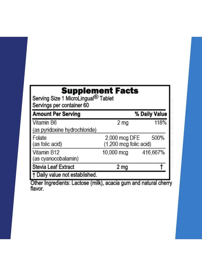 Superior Source No Shot Vitamin B-12 Cyanocobalamin 10000 mcg, B-6, Folic Acid 1200 mcg - Support Brain & Heart Health - 60 Sublingual Dissolving Tablets - Image 2
