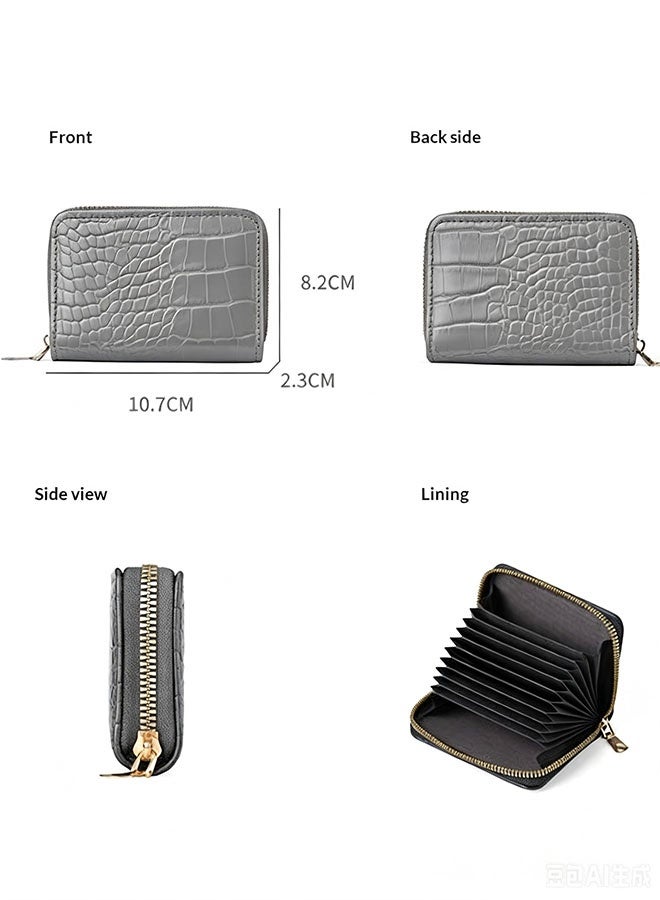 11-slot zipper folding card holder, anti-degaussing zipper, multi-function id coin purse - Image 4