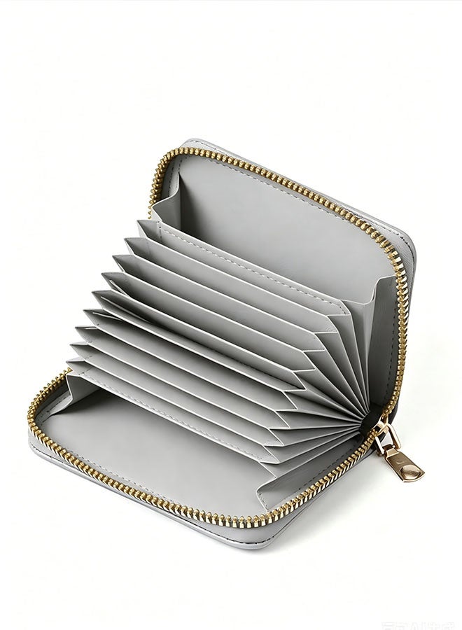 11-slot zipper folding card holder, anti-degaussing zipper, multi-function id coin purse - Image 3