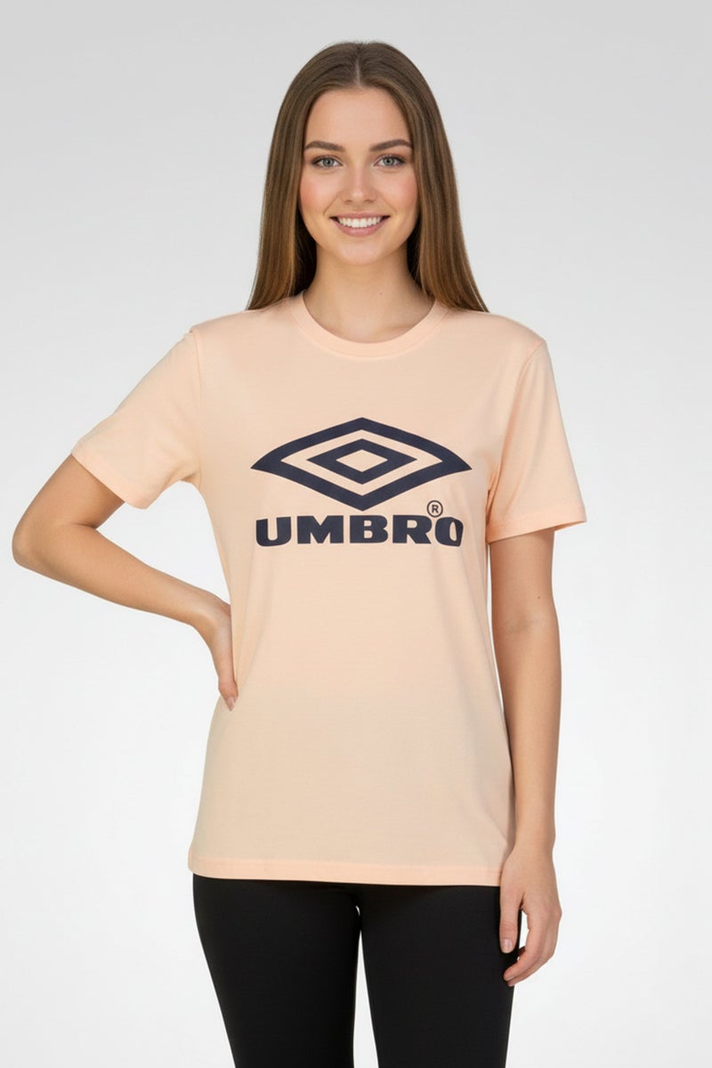 umbro Women Boyfriend Fit Short Sleeve Outdoor T-Shirt, Peach - Image 1