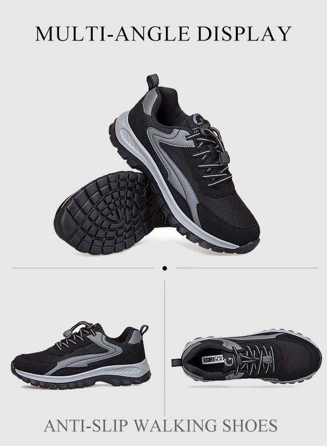 Non-slip, comfortable walking shoes | Breathable mesh men's sports shoes | Soft sole walking shoes in black  - Image 5