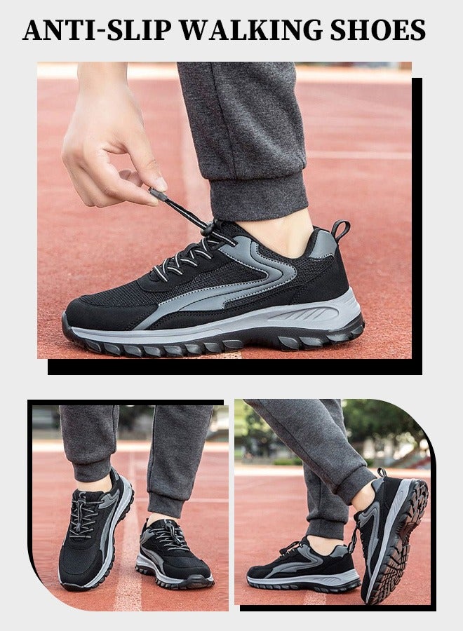 Non-slip, comfortable walking shoes | Breathable mesh men's sports shoes | Soft sole walking shoes in black  - Image 4