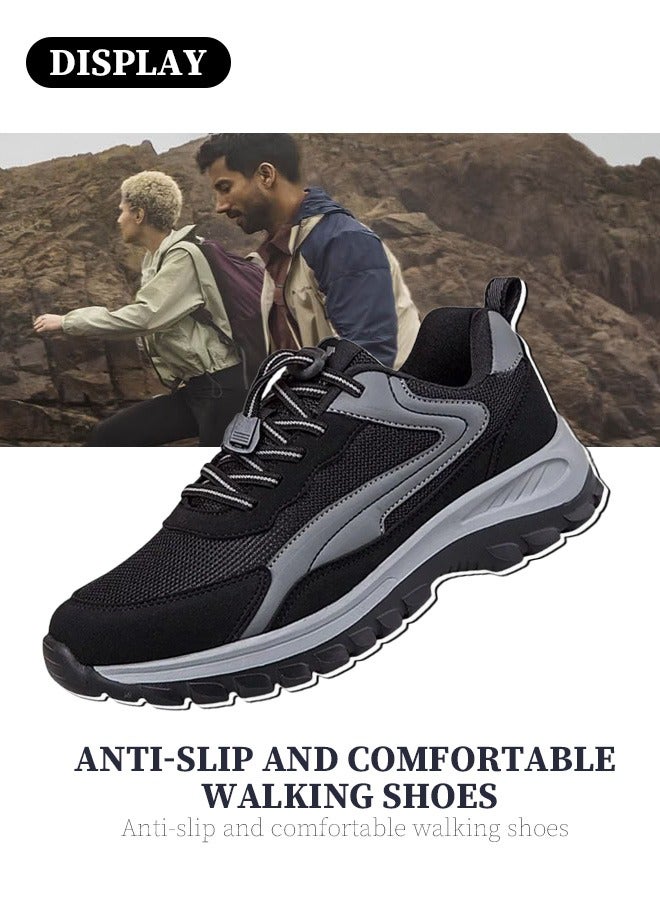 Non-slip, comfortable walking shoes | Breathable mesh men's sports shoes | Soft sole walking shoes in black  - Image 3