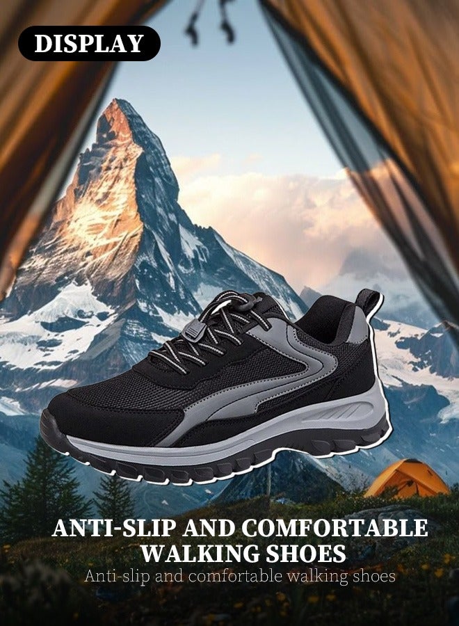 Non-slip, comfortable walking shoes | Breathable mesh men's sports shoes | Soft sole walking shoes in black  - Image 2