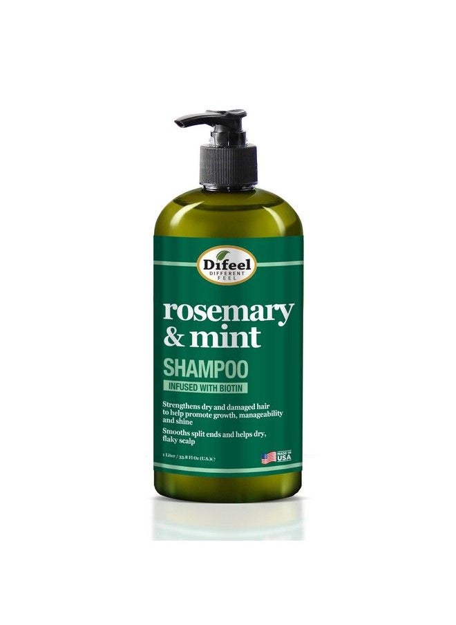 difeel - Rosemary Mint Strengthening Shampoo With Biotin 33.8 Oz. Made With Natural Rosemary Oil For Hair Growth Sulfate Free Shampoo - Image 1