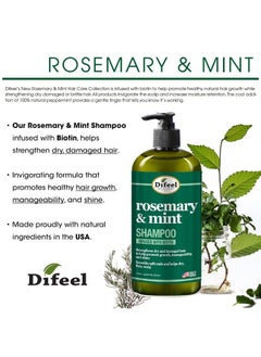 difeel Rosemary Mint Strengthening Shampoo With Biotin 33.8 Oz. Made With Natural Rosemary Oil For Hair Growth Sulfate Free Shampoo  - Image 3