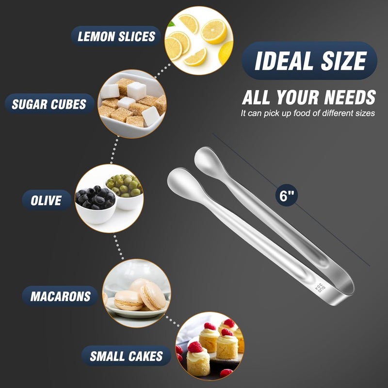 Eddeas 12 PCS Mini Serving Tongs, 6 Inch Small Sugar Tongs, Stainless steel Small Kitchen Tiny Food Tongs for Serving Food, Coffee Bar, Tea Party, Desserts Party and Ice Bucket - Image 3