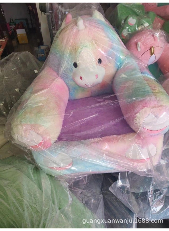 Cartoon Embroidered Children's Mini Sofa Lazy Sofa Detachable Washable Baby Sofa For Kids Room Home Decor Plush Material-Specifications:Finished Products-Color:Tie-Dye Unicorn - Image 1