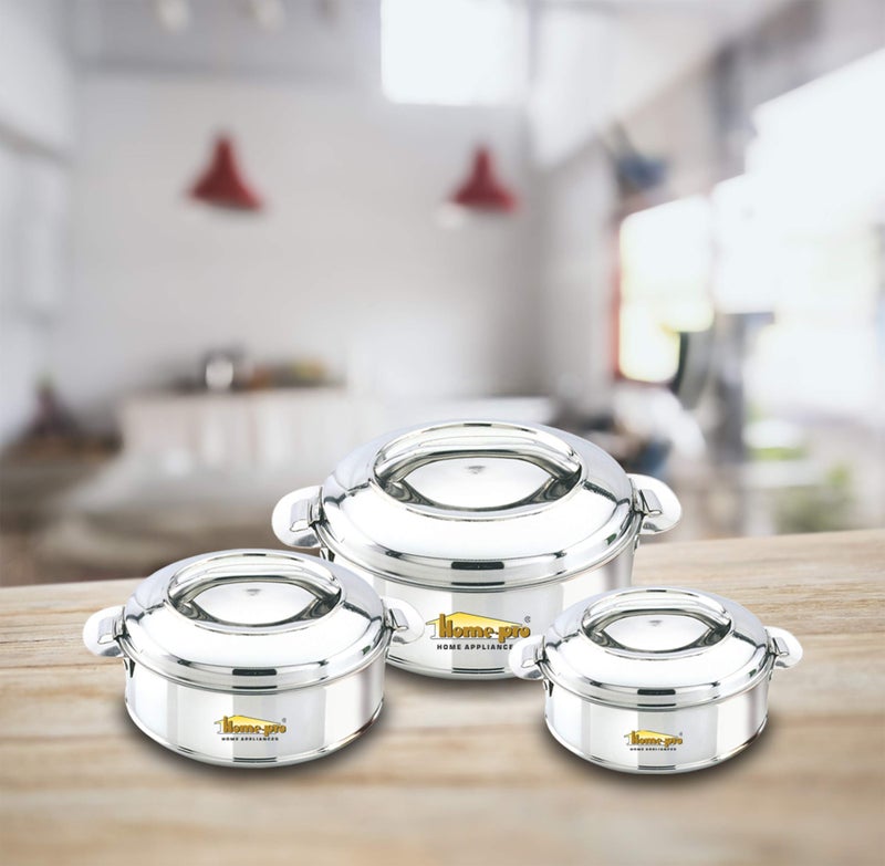 Home Pro Home-pro - Stainless Steel Classy Casserole & Serving Bowl |Hotpot| Double Wall Insulated | hot and Cold | Keeps Food Fresh | Food Safe 3500 ML Silver  - Image 3