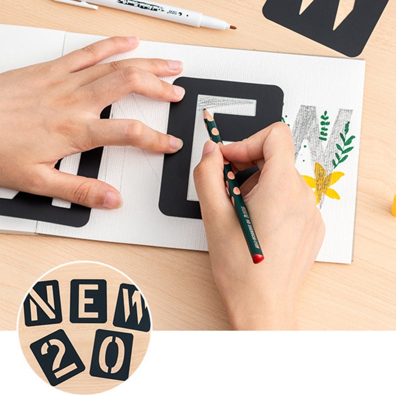 Christmas Stencils: 42 Pcs Black PP Material - Round Edge Individual Sheet Design for Notebook Decorations, Scrapbooking and School Projects - Image 5