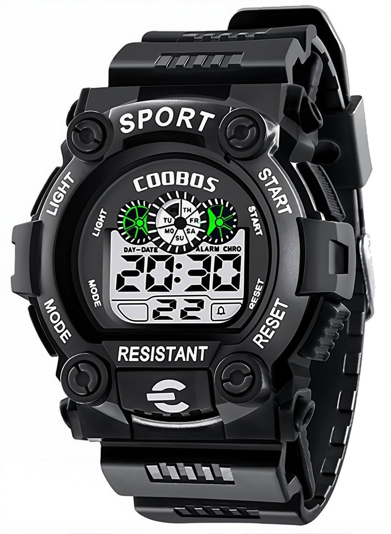 Coobos 2 Pack Kids Water Resistant Rubber Digital Watch Boy's Watch Black/Yellow  - Image 4