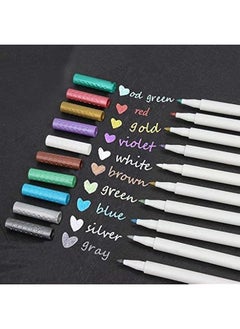 erorex Metallic Marker Pens Paint Pen Set Of 10 Assorted Colors For Photo Album Drawing Diy Album Making Card Making Use On Any Paper Glass Plastic Pottery Wood Surface  - Image 1