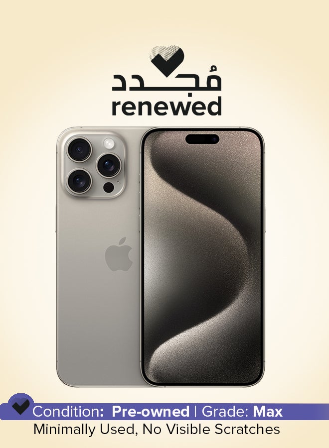 Apple Renewed - iPhone 15 Pro Max 1TB Natural Titanium 5G With FaceTime - USA Version (e-SIM only) - Image 1