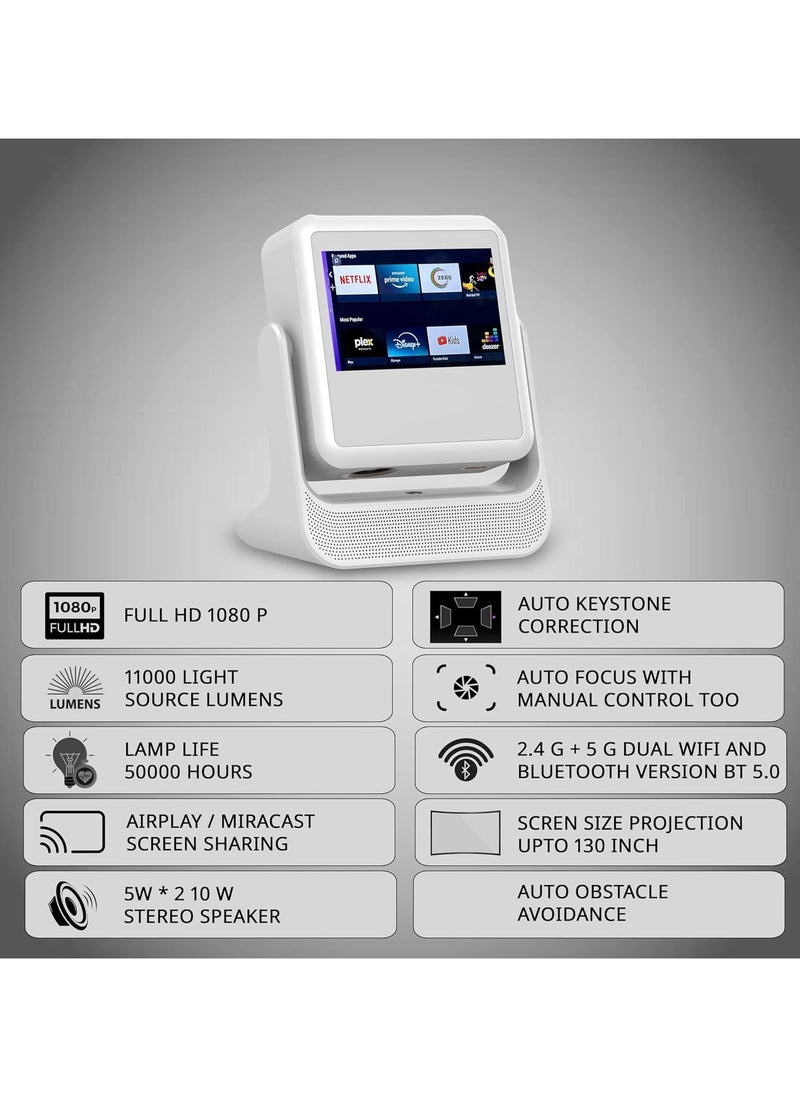 سکیلو جهاز عرض ذكي Touch Play - دقة 1080 بكسل عالية الوضوح، شاشة تعمل باللمس، تركيز تلقائي وملاءمة الشاشة، نظام تشغيل أندرويد، واي فاي مزدوج، بلوتوث 5.0، سطوع 11000 لومن  - Image 3