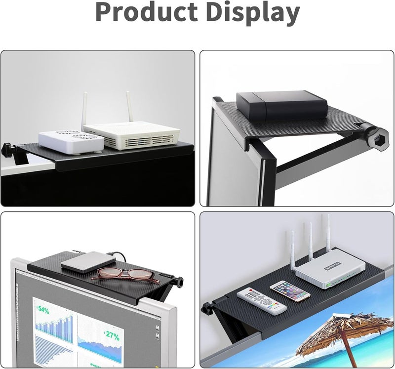 Wesoke TV Top Shelf Screen Top Storage Stand, Black Computer Monitor Top Mounting Bracket Adjustable Cable Box Mount Shelf with 13 inch/33cm Platform for Speakers, Router, Sound Bars, Game Console - Image 4