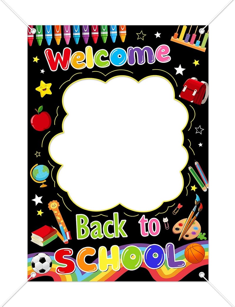 ARS Back to School Banner Backdrop, First Day of School Welcome Photography Background, Reusable School Party Decorations Banner for Teachers, Students, Classroom, Kindergarten & School Events - Image 1